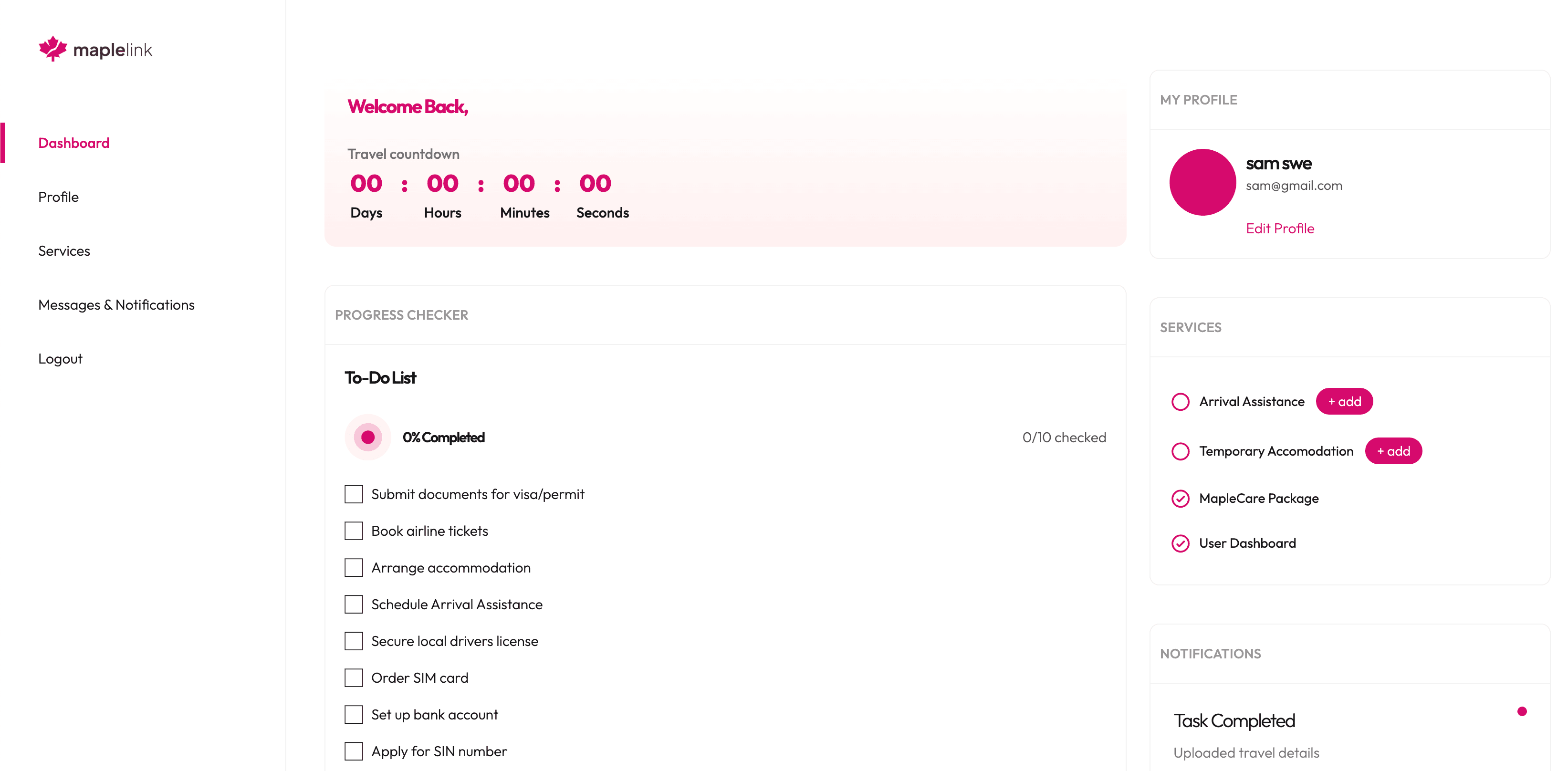 MapleCompass dashboard